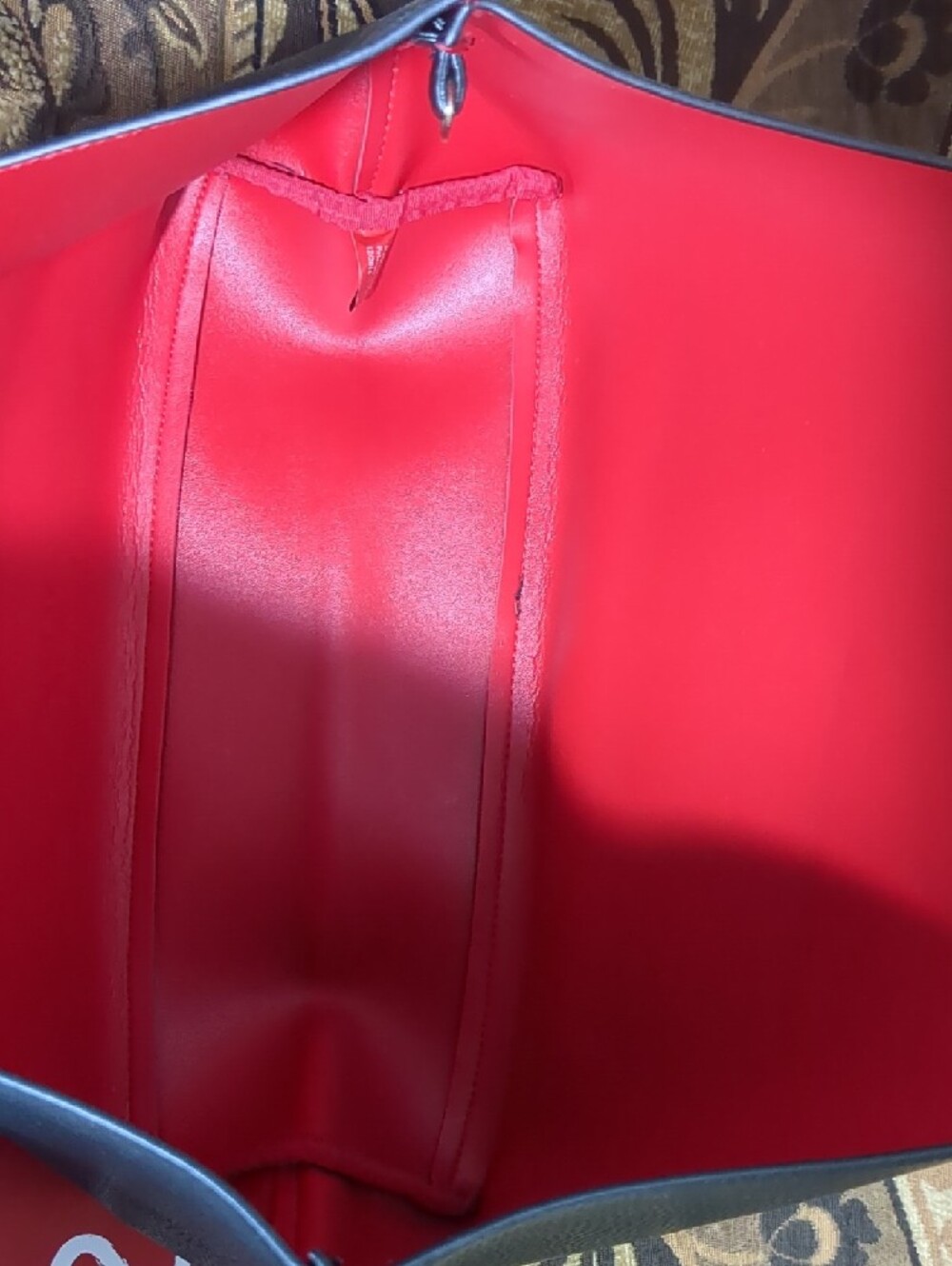 Victoria's Secret Black Tote with Red Trim and Red XOXO Pouch - Picture 2 of 7